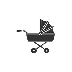 Baby stroller icon template black color editable. Baby stroller symbol vector sign isolated on white background. Simple logo vector illustration for graphic and web design.