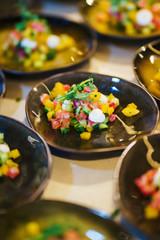 Light snack of vegetables in a beautiful dish table during event holiday. 