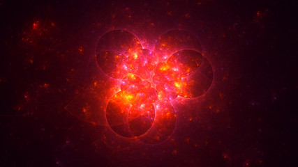 3D rendering abstract red fractal light background