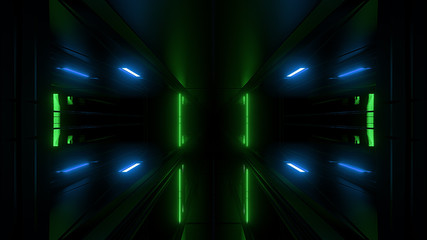 high reflective scifi tunnel wallpaper 3d rendering