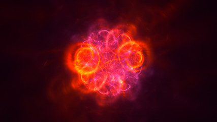 Fototapeta premium 3D rendering abstract red fractal light background