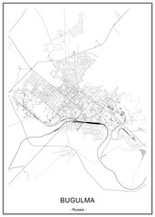 Fototapeta na wymiar vector map of the city of Bugulma, Russia, Tatarstan