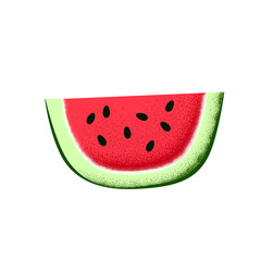 Watermelon slice with seeds. Modern flat textured vector illustration on white background. Summer fruit icon isolated