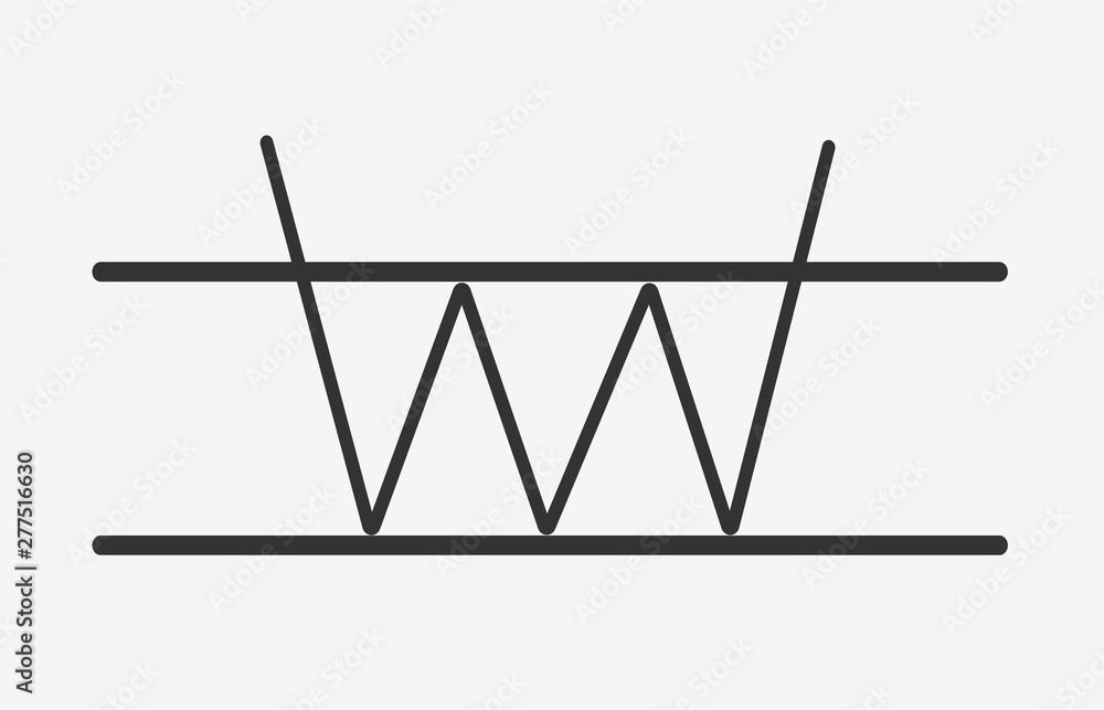 Poster triple bottom pattern figure technical laptop analysis. vector stock and cryptocurrency exchange gra