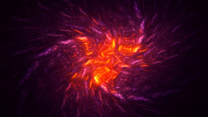 3D rendering abstract red fractal light background