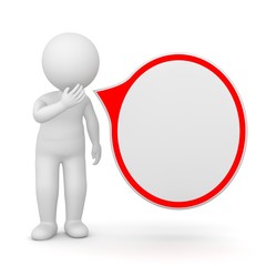 3D Rendering of a man with speech bubble