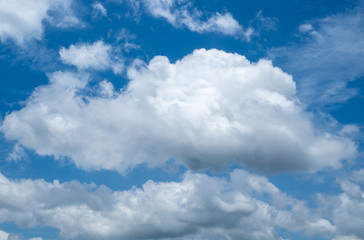 Naklejka na ściany i meble Blue Sky with white cloud background. Beautiful