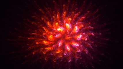 3D rendering abstract red fractal light background