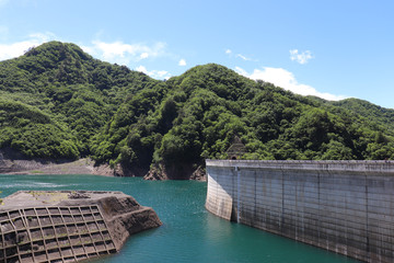 Obraz na płótnie Canvas 上野ダムと奥神流湖（群馬県上野村）,ueno dam,lake okukanna,ueno village,gunma,japan
