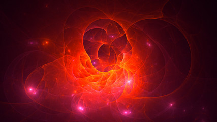 3D rendering abstract red fractal light background