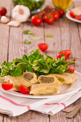 Maultaschen - swabian filled pasta ( ravioli ).