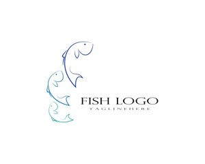 Fish logo template. Creative vector symbol of fishing club or online 