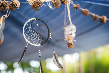 Ying and yang symbol dreamcather. Boho/ ethno spiritual decoration