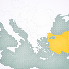 Obraz premium Map of Balkans - Turkey