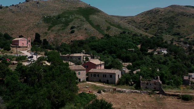 Aerial view of Old Perithia, Greece