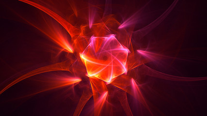3D rendering abstract red fractal light background
