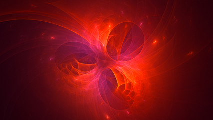 3D rendering abstract red fractal light background
