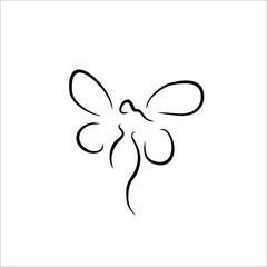 fairy female figure line illustration vector