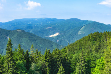 Beautiful view of the mountains on a sunny day in the summer. Western Carpathians, Slovakia, Little Fatra.