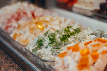Turkish sweets in the Egyptian bazaar. Istanbul. Turkey