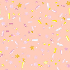 Sprinkle Cupcake Donut Topping. Seamless Pattern 
