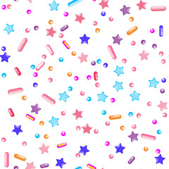 Sprinkle Cupcake Donut Topping. Seamless Pattern 