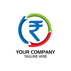 Obraz premium Rupee sign in circle, Finance Logo Vector, flat design.