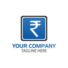 Rupee sign in rectangular, Finance Logo Vector, 