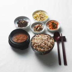 Eastern food. Barley Rice and bean paste.