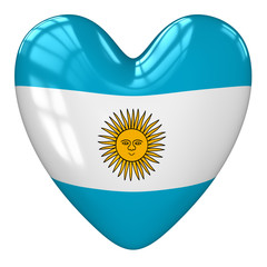 Argentina flag heart. 3d rendering.
