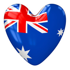 Australia flag heart. 3d rendering.