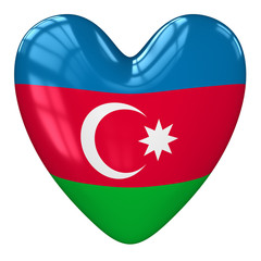 Azerbaijan flag heart. 3d rendering.