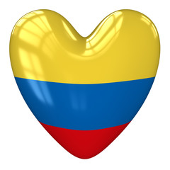 Colombia flag heart. 3d rendering.