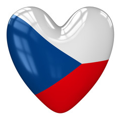 Czech Republic flag heart. 3d rendering.