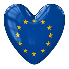 Europa flag heart. 3d rendering.