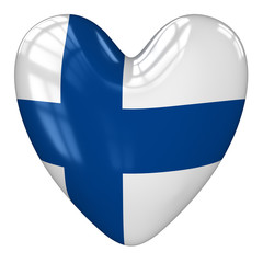 Finland flag heart. 3d rendering.