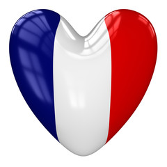 France flag heart. 3d rendering.