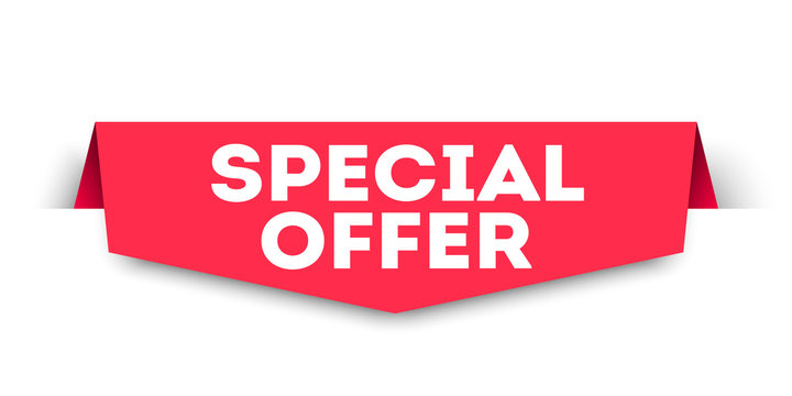 Red banner special offer. Vector web element