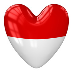 Indonesia flag heart. 3d rendering.