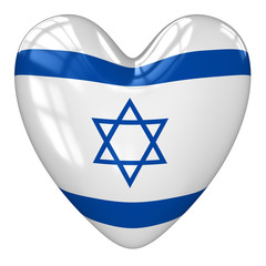 Israel flag heart. 3d rendering.