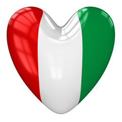 Italy flag heart. 3d rendering.