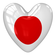 Japan flag heart. 3d rendering.