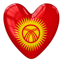 Kyrgyzstan flag heart. 3d rendering.
