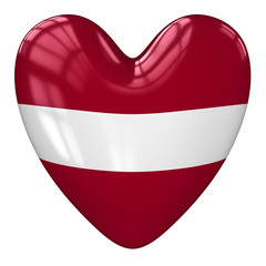 Latvia flag heart. 3d rendering.