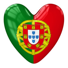 Portugal flag heart. 3d rendering.