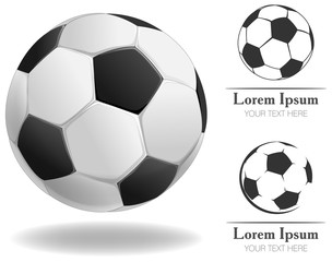 Naklejka premium Realistic vector soccer ball and logo for football club, badge template