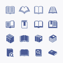 Set of vector flat icons of book