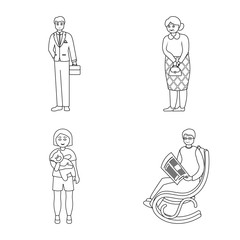 Isolated object of happy and character logo. Set of happy and portrait vector icon for stock.