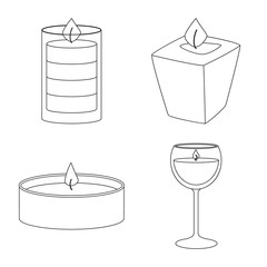 Vector illustration of source and ceremony sign. Set of source and fire stock vector illustration.