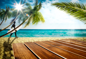 Desk of free space and summer time. 